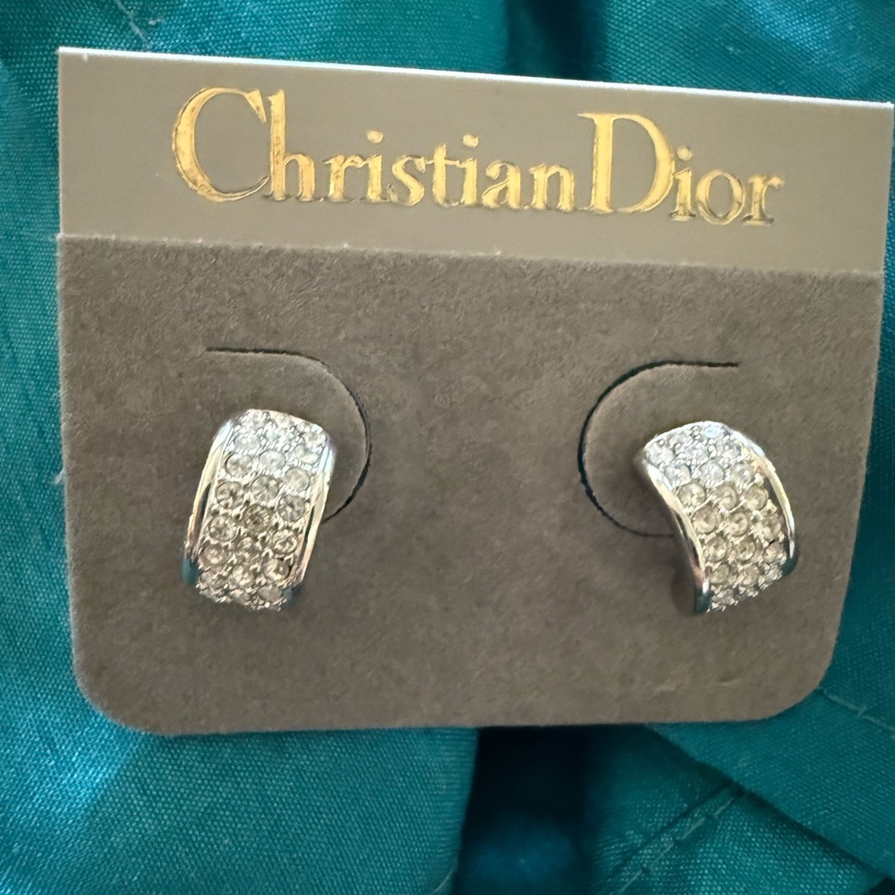 Dior Silver and Crystal Stud Earrings